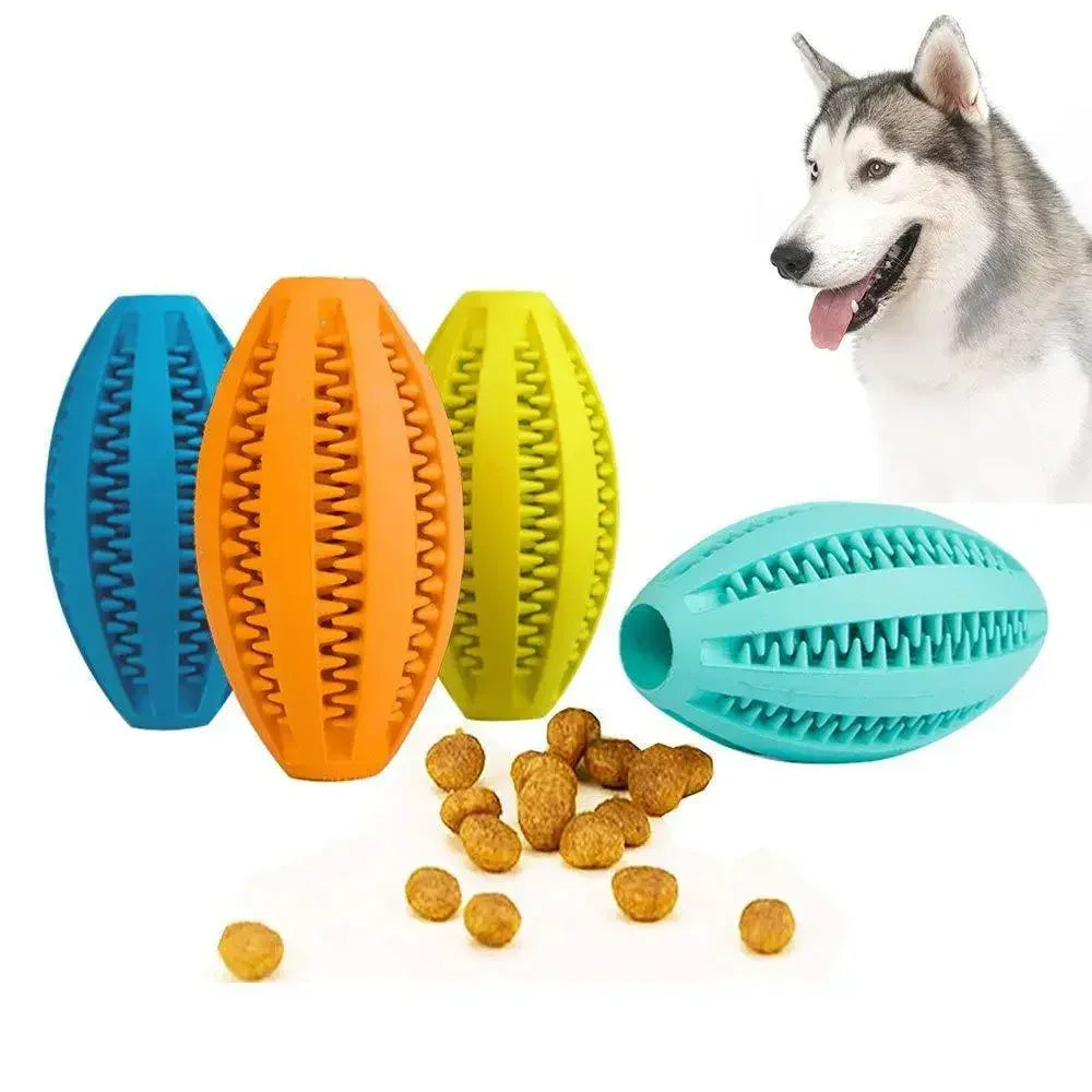 Pet Dog Chew Toys Teeth Cleaning Snack Ball Natural Rubber Super Tough Interactive Bouncy