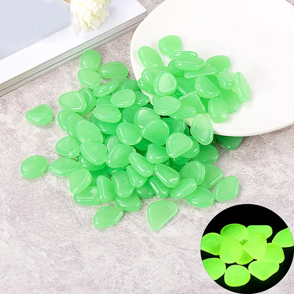 100Pcs Pebbles Glow In The Dark Pebbles Fish Tank Aquarium Decor Pebbles