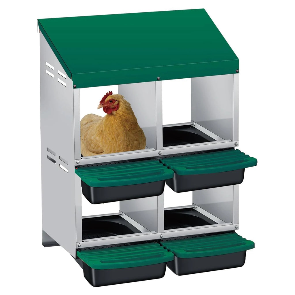 Multi-Compartment Metal Chicken Nesting Box Automatic Roll-Out Egg Collection Waterproof Steel
