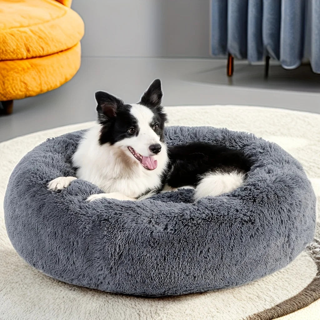 40-120cm Round Long Plush Winter Warm Soft Pet Sleeping Bed Dogs Cat