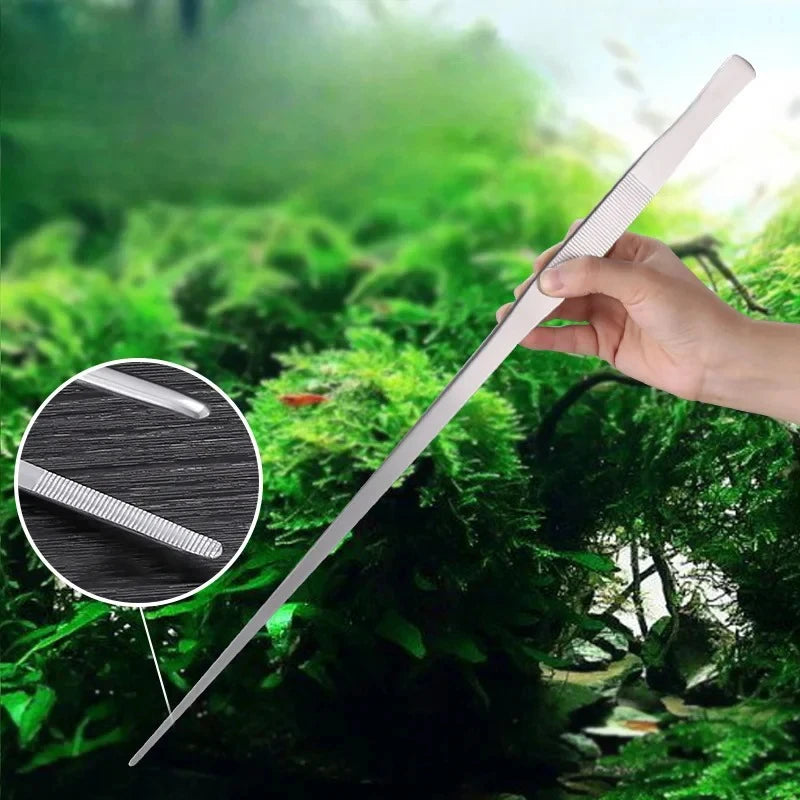 38cm Stainless Steel Aquarium Tweezers Pliers Straight Curved Forceps Aquatic Feeding Tongs
