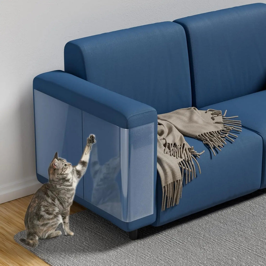 Cat Scratch Furniture Protector-5 Pack Self-Adhesive Single Side Couch Protector from Cat Claws, Anti-Scratching Deterrent