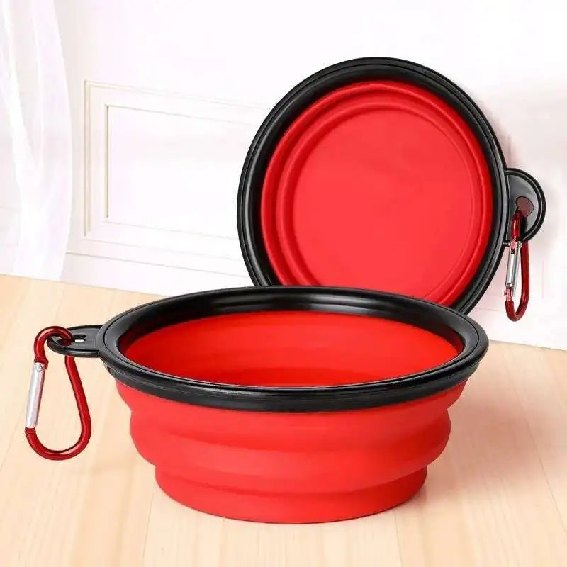 New 2 in 1 Portable Collapsible Dog Cat Travel Bowl Double Bowls or Single Folding Hangable
