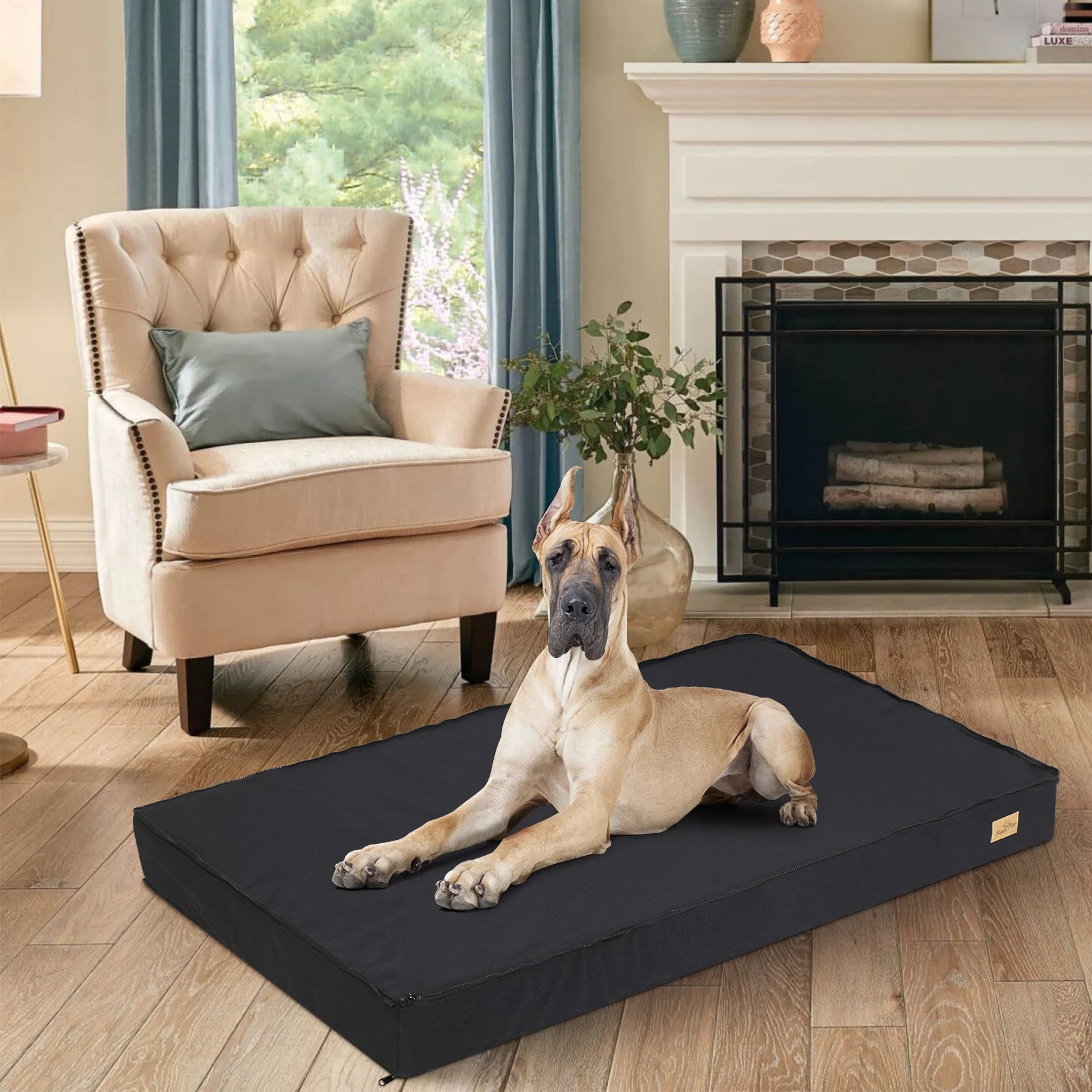 Dog Bed Jumbo Pet Orthopedic Bed Memory Foam Base Crate Mattress Cushion with Washable Cover Waterproof