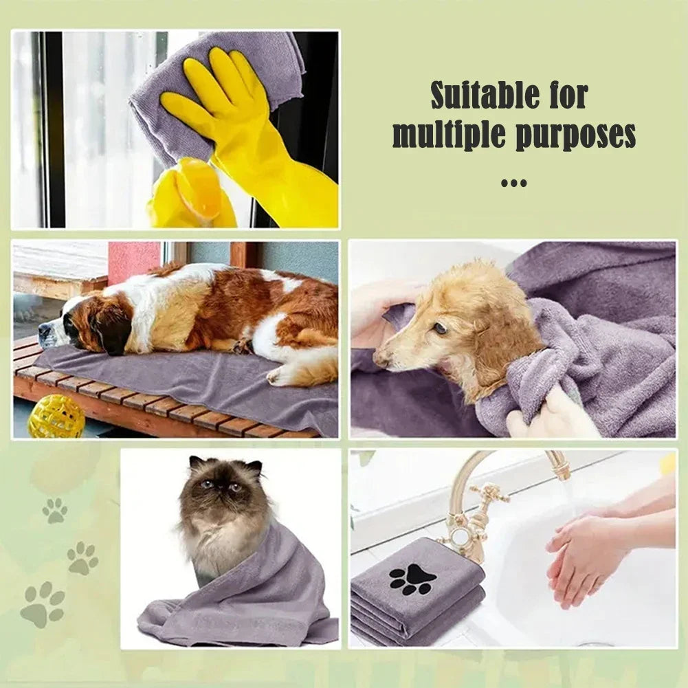 Pet Towel Soft, Thickened and Quick-drying Small Large Dog Cat Bath Towel Absorbs Water