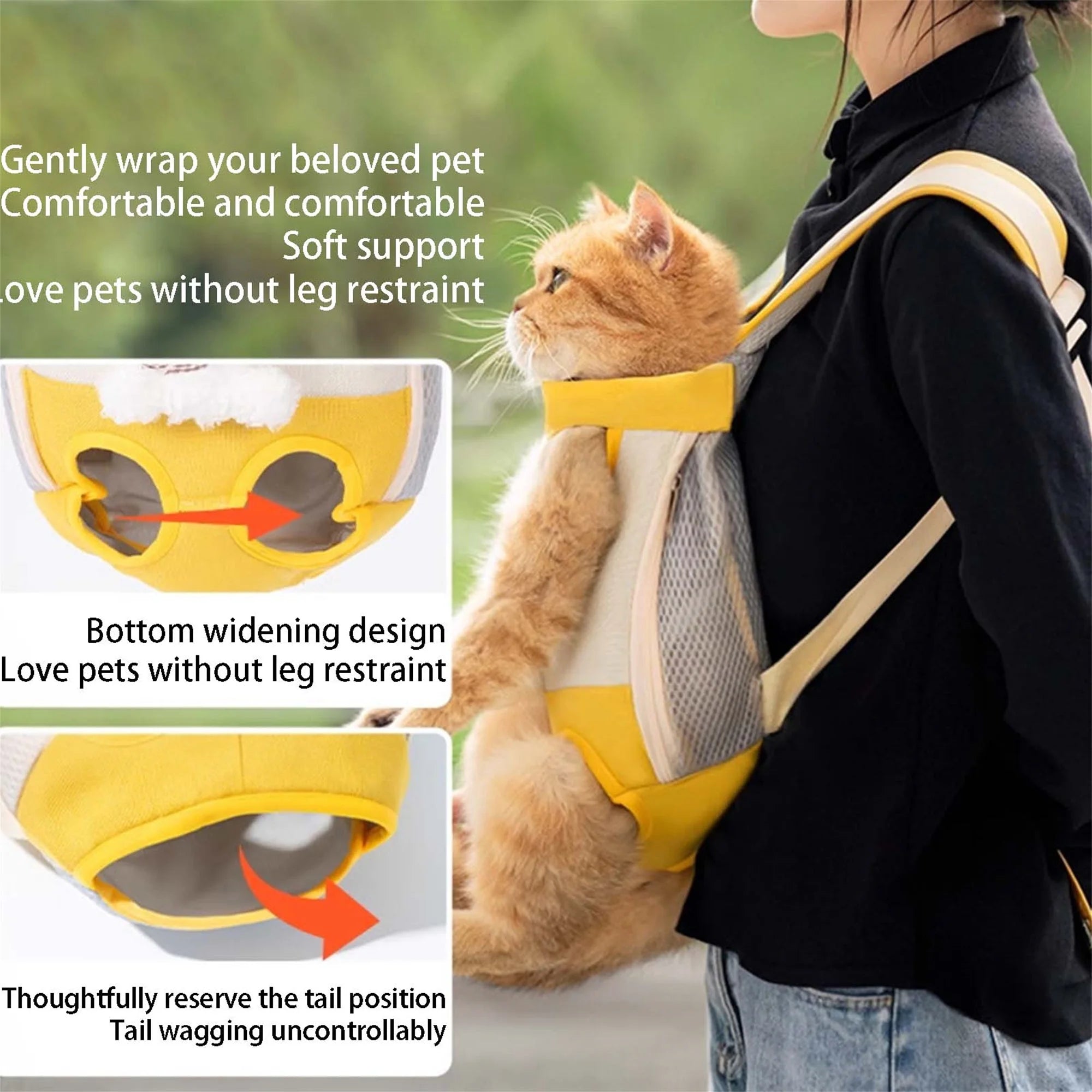 Portable Cat Carrier Backpack Travel Bag with Adjustable Straps Breathable Front and Back