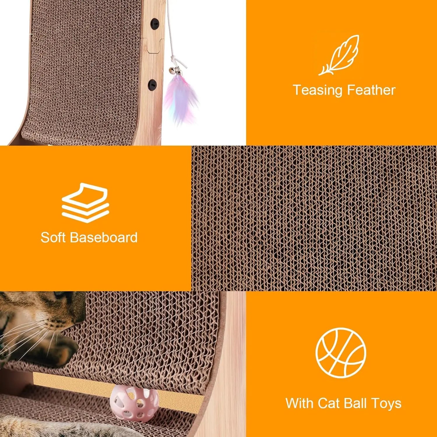 23.6 Inch Cardboard L Shaped Cat Scratcher For Indoor Cats