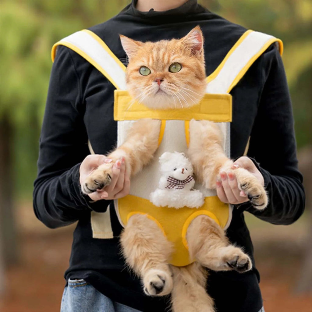 Portable Cat Carrier Backpack Travel Bag with Adjustable Straps Breathable Front and Back