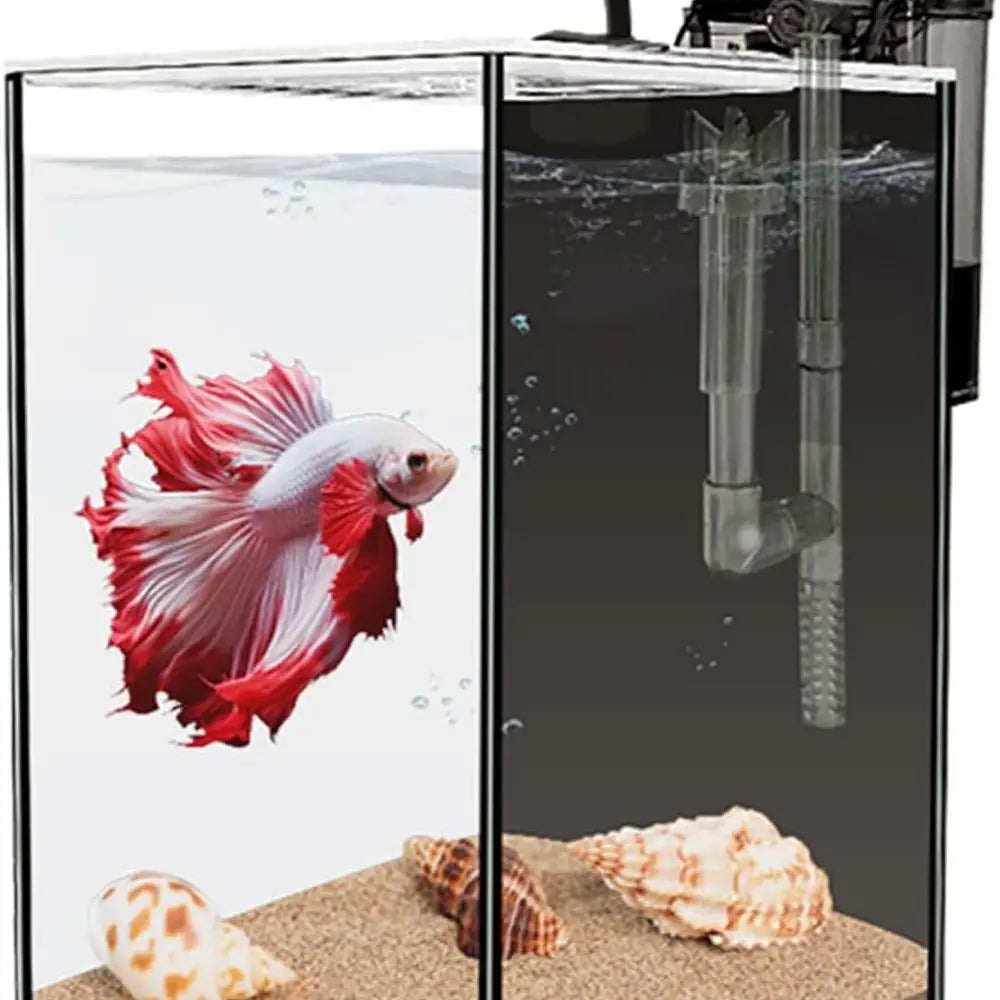 Glass Betta Aquarium Starter Kits 1.5 Gallon Small Fish Tank, with LED Light, Power Filter, Black. 4mm Glass