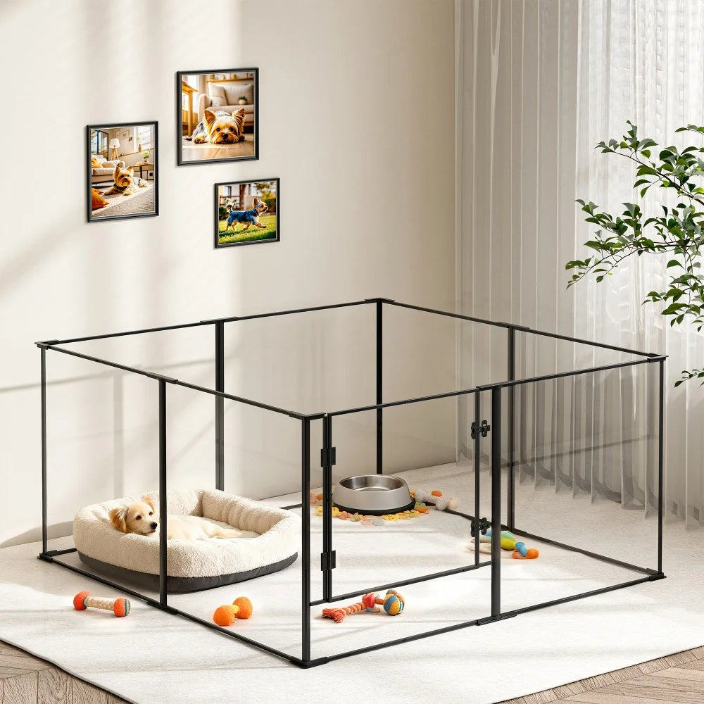 Large Acrylic Playpen Enclosure Indoor Pet Cage Fence Dog Cat Kitten Rabbit Guinea Pigs Hedgehog Pet Whelping Box Full Visibility