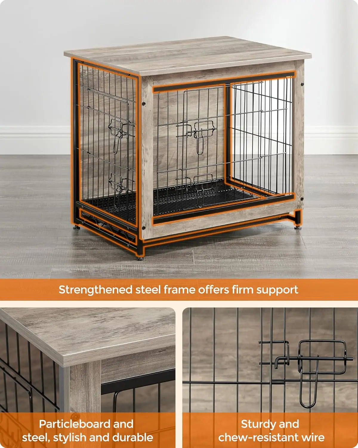 27.2" Indoor Dog Crate Furniture, Multi-Purpose Pet Kennel with Removable Tray for Small Dogs up to 30 lbs,