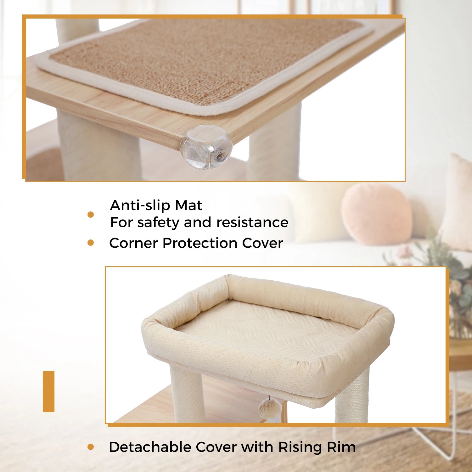 Cat Tree with Litter Box Enclosure Large Wood Tower with Storage Cabinet and Cozy Cat Condo Sisal Covered Scratching Post
