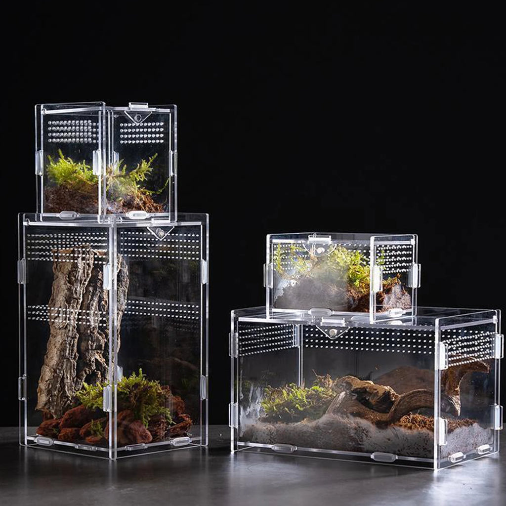 Acrylic Transparent Reptile Terrarium Breeding Box Enclosure Habitat