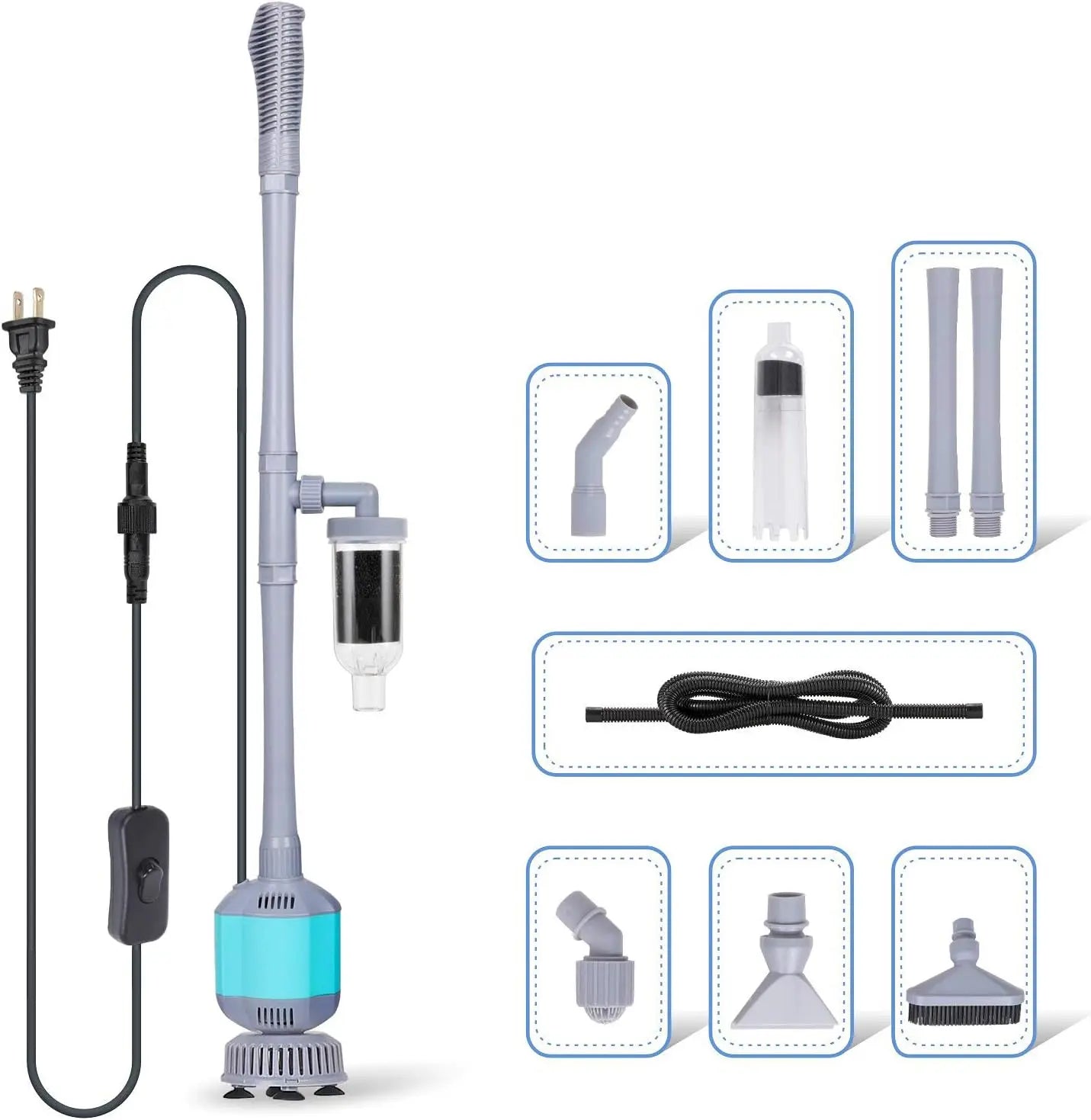 5-in-1 Electric Aquarium Gravel Cleaner, Automatic Fish Tank Vacuum, Water Changer, Sand Washer and Filter Siphon