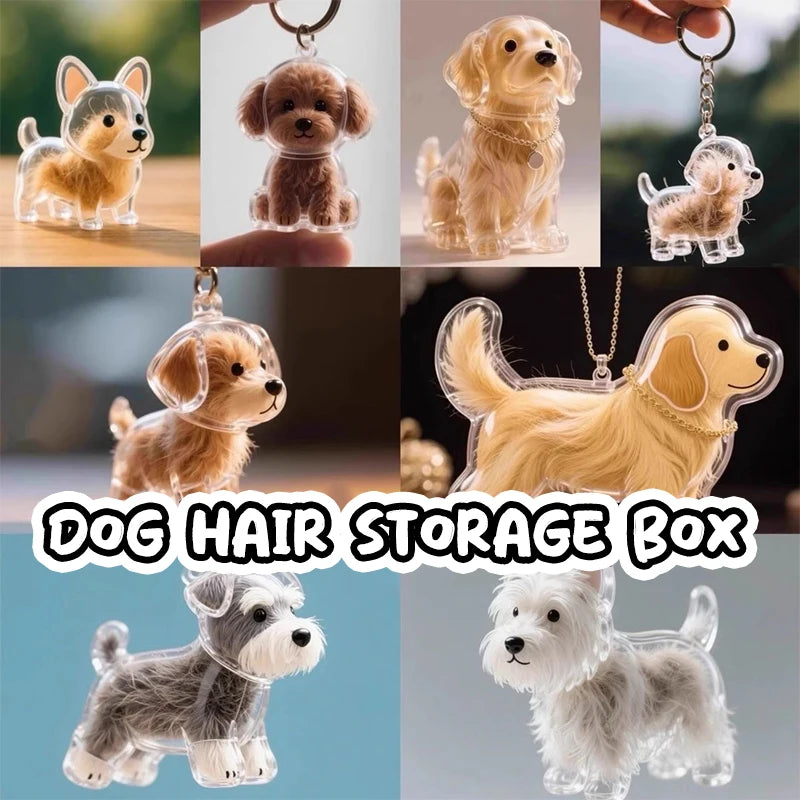 Clear Hair Memorial Keepsake Capsule Pet's Dog Fur Container Pendant Keychain