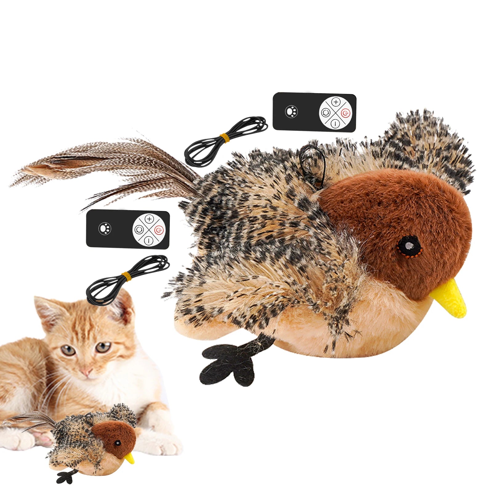 Remote Control Simulated Chirping Bird Toy Plush Chirping Interactive Feather Toy