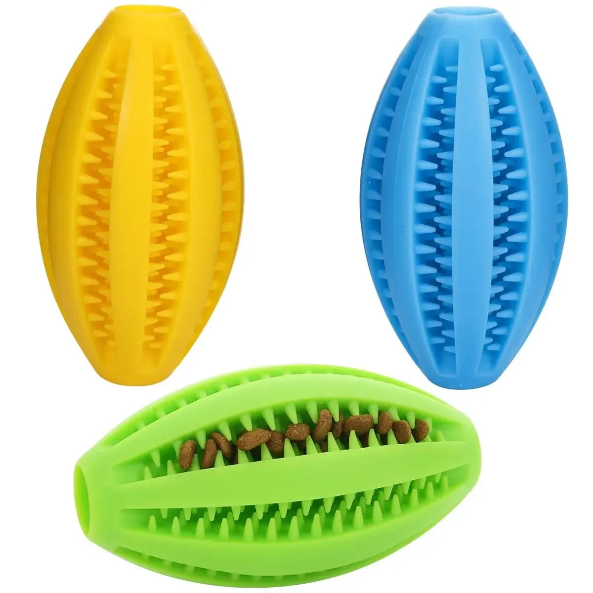 Pet Dog Chew Toys Teeth Cleaning Snack Ball Natural Rubber Super Tough Interactive Bouncy