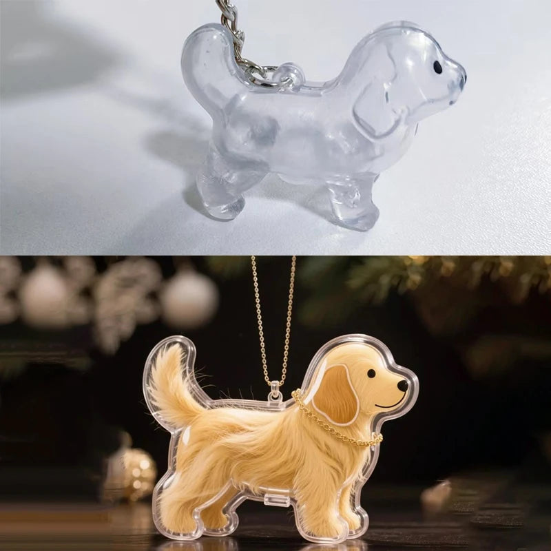 Clear Hair Memorial Keepsake Capsule Pet's Dog Fur Container Pendant Keychain