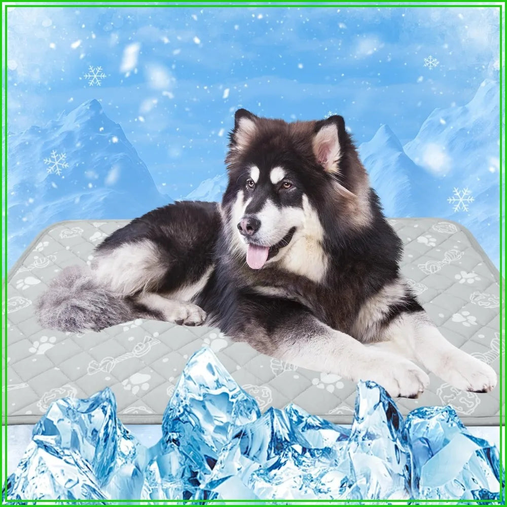 Self Cooling Mat for Large Dog 39x59 inch, Color Changing Pet Cooling Pad, Washable Non-Toxic Summer Blanket