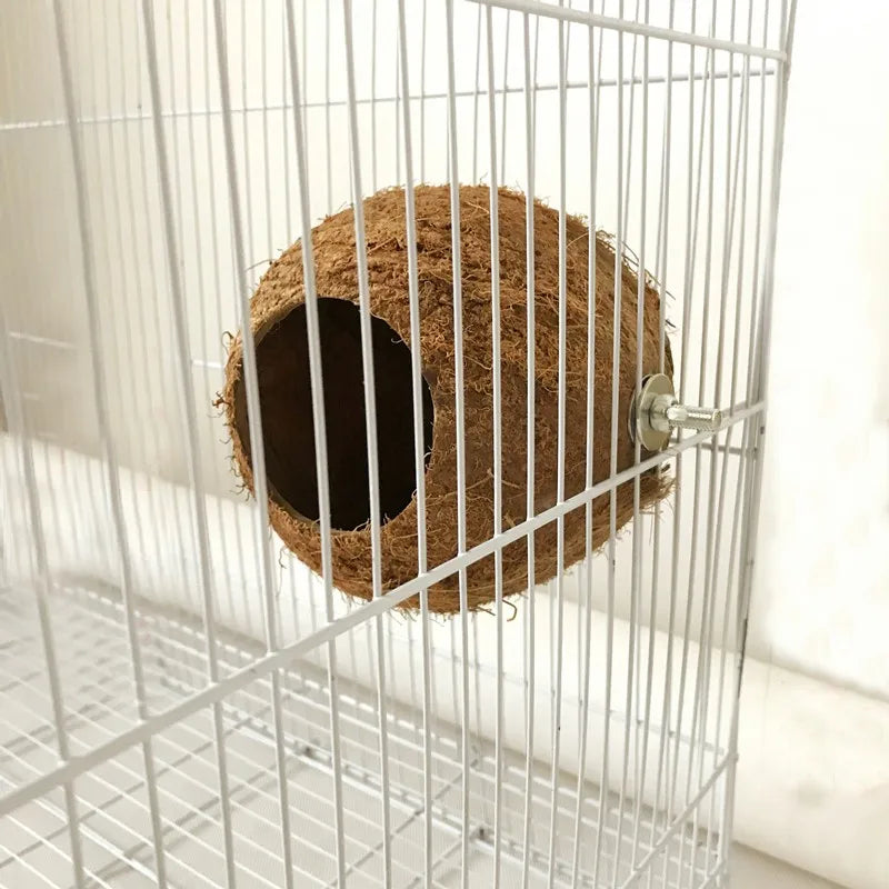 Natural Coco Hideaway Birds Reptile Coconut Shell Hanging Toy House