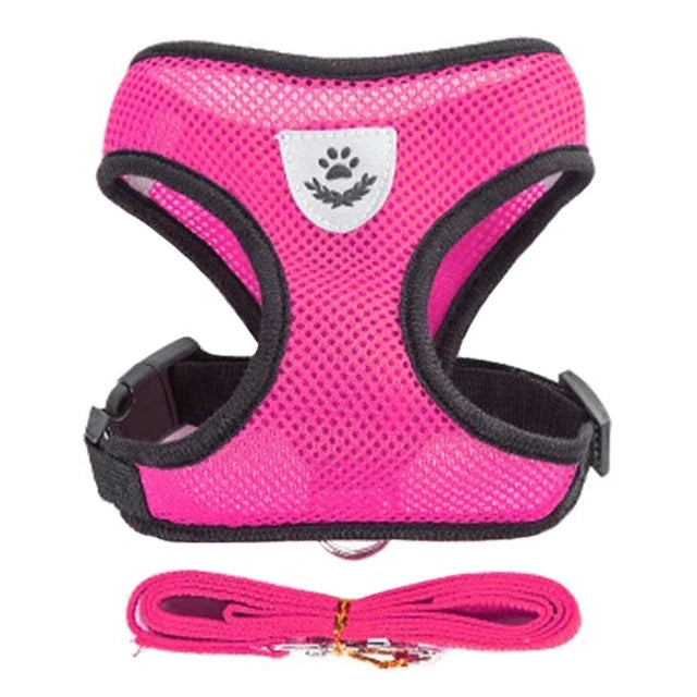 Cat Dog Harness Vest Walking Lead Leash Polyester Adjustable Mesh For Small Medium Pet