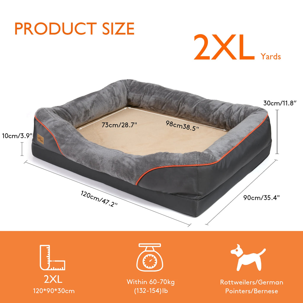Dog Bed Super Soft Orthopedic Foam Pet Bed Sleeping Mat with Cotton-padded Bolster and Removable Cover