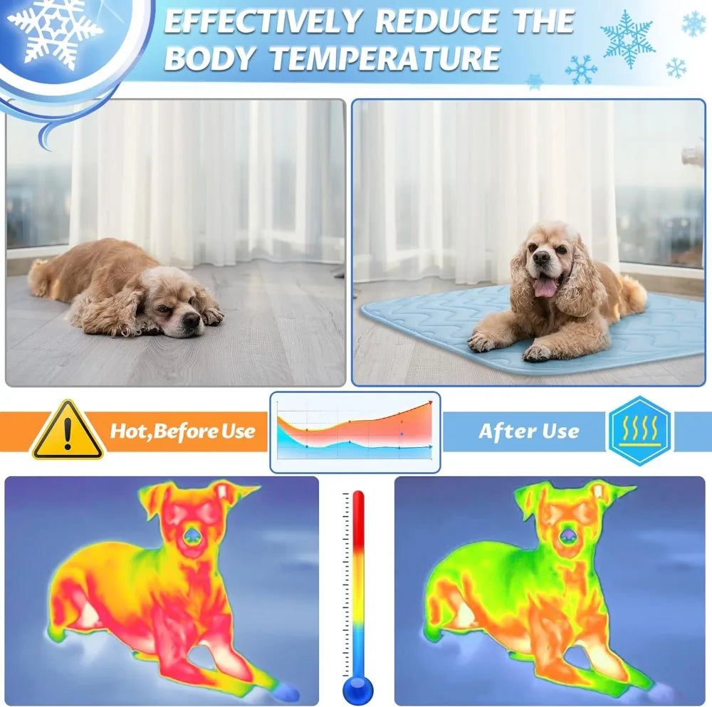 Dog Cooling Mat 36x22in - Self-Cooling, Washable, Non-Slip for Indoor/Outdoor Use