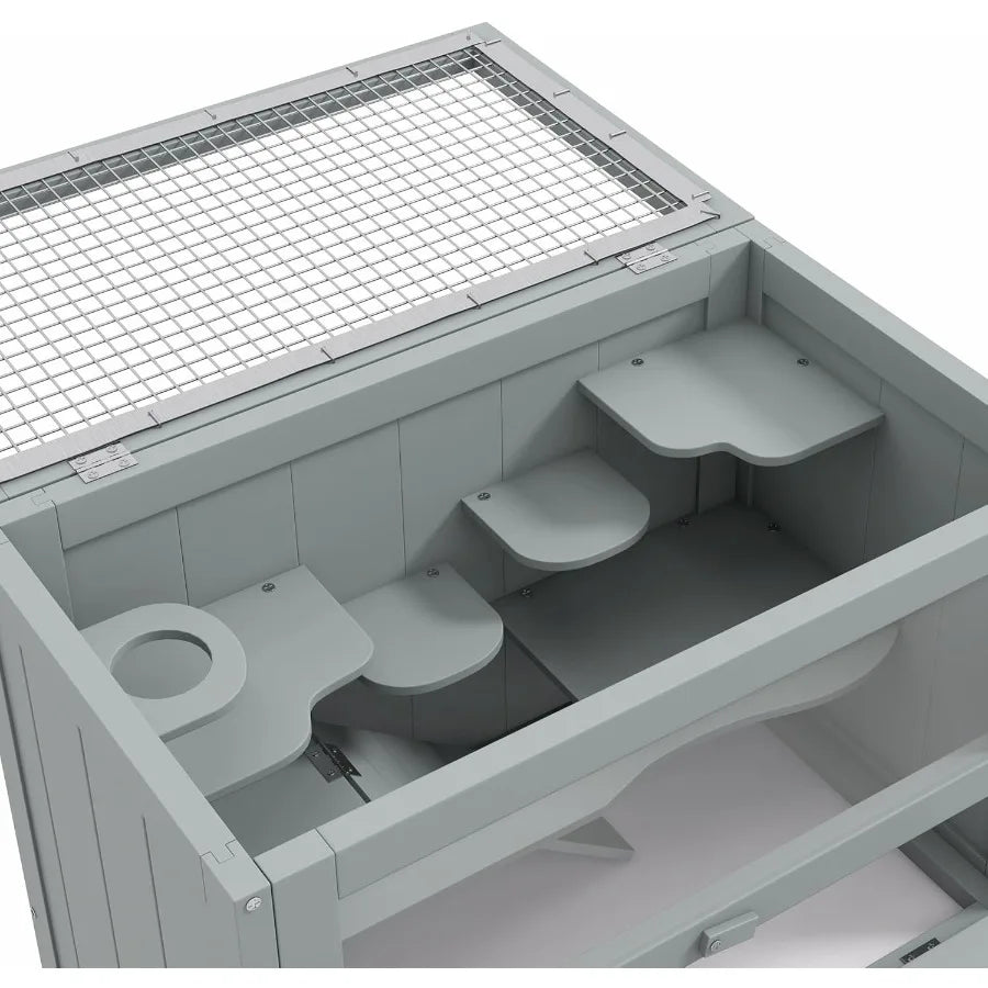 2Level Hamster Cage Mice and Rat House Small Animal Habitat with Openable Top Front Door Shelf and Ladder