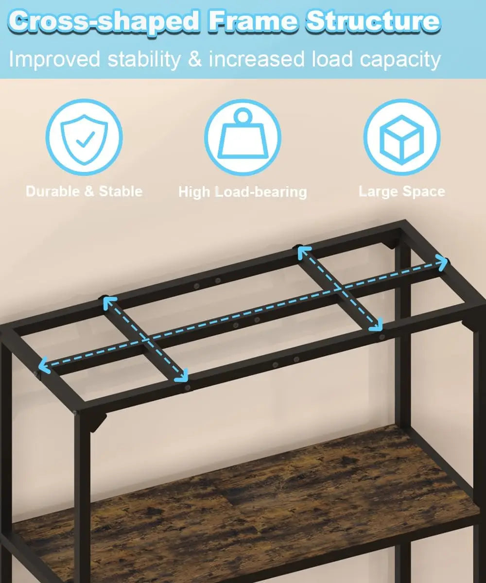 30 Gallon Aquarium Stand with 2-Tier Storage Shelf, Metal Fish Tank Table for Reptile Terrarium, Black