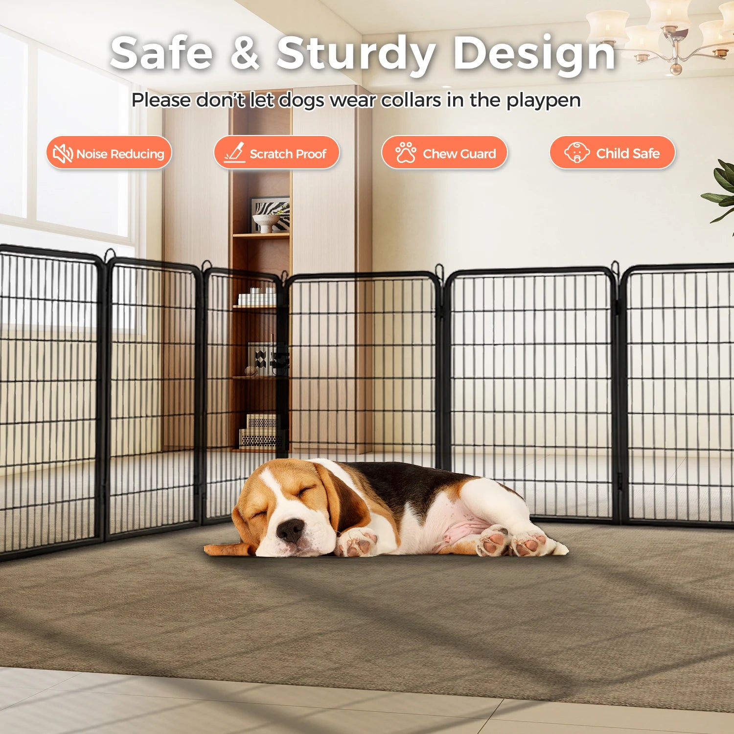 Heavy-Duty Metal Playpen – 24"/32"/40" Options, 8/16 Panels, Ideal for Indoor Use & Outdoor
