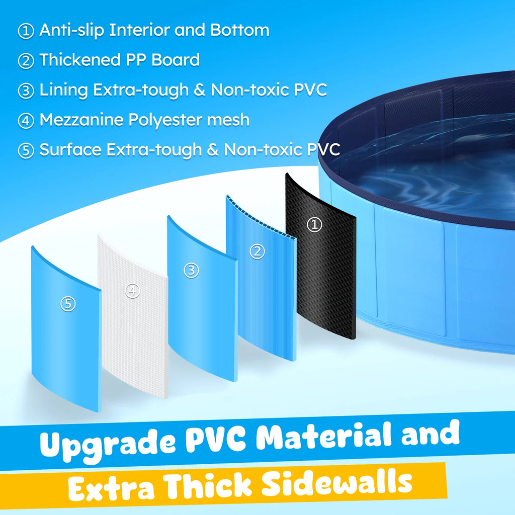Portable Dog Pool, Foldable Pet Swimming Tub, Anti-Slip Collapsible Pet Bathtub, Hard Plastic Bath Pool