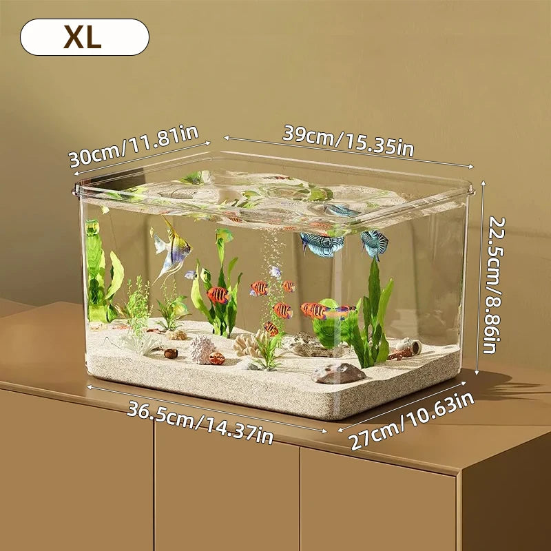 Transparent Aquarium Desktop Fish Tank for Office Home Decor Rectangular