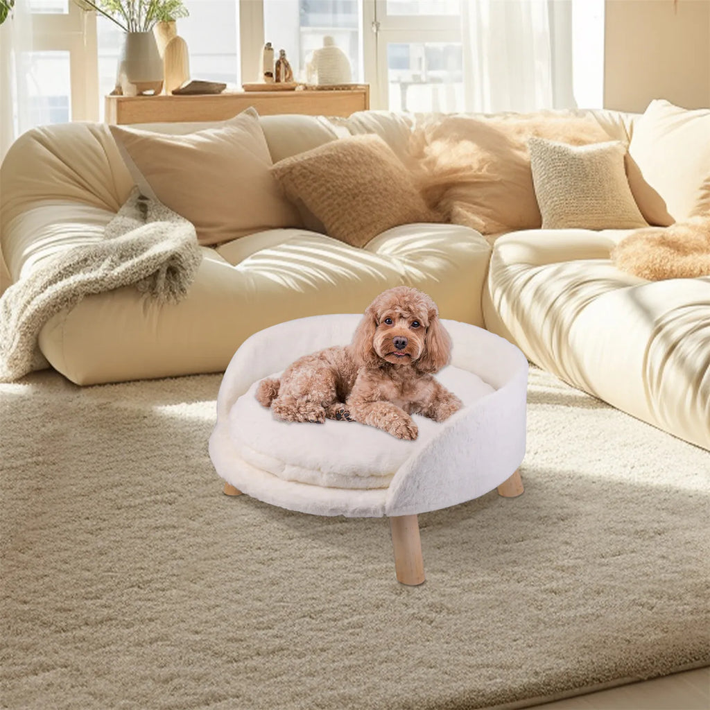 Pet Sofa Bed Raised Cat Chair Small Dog Couch Bed Removable Cushion