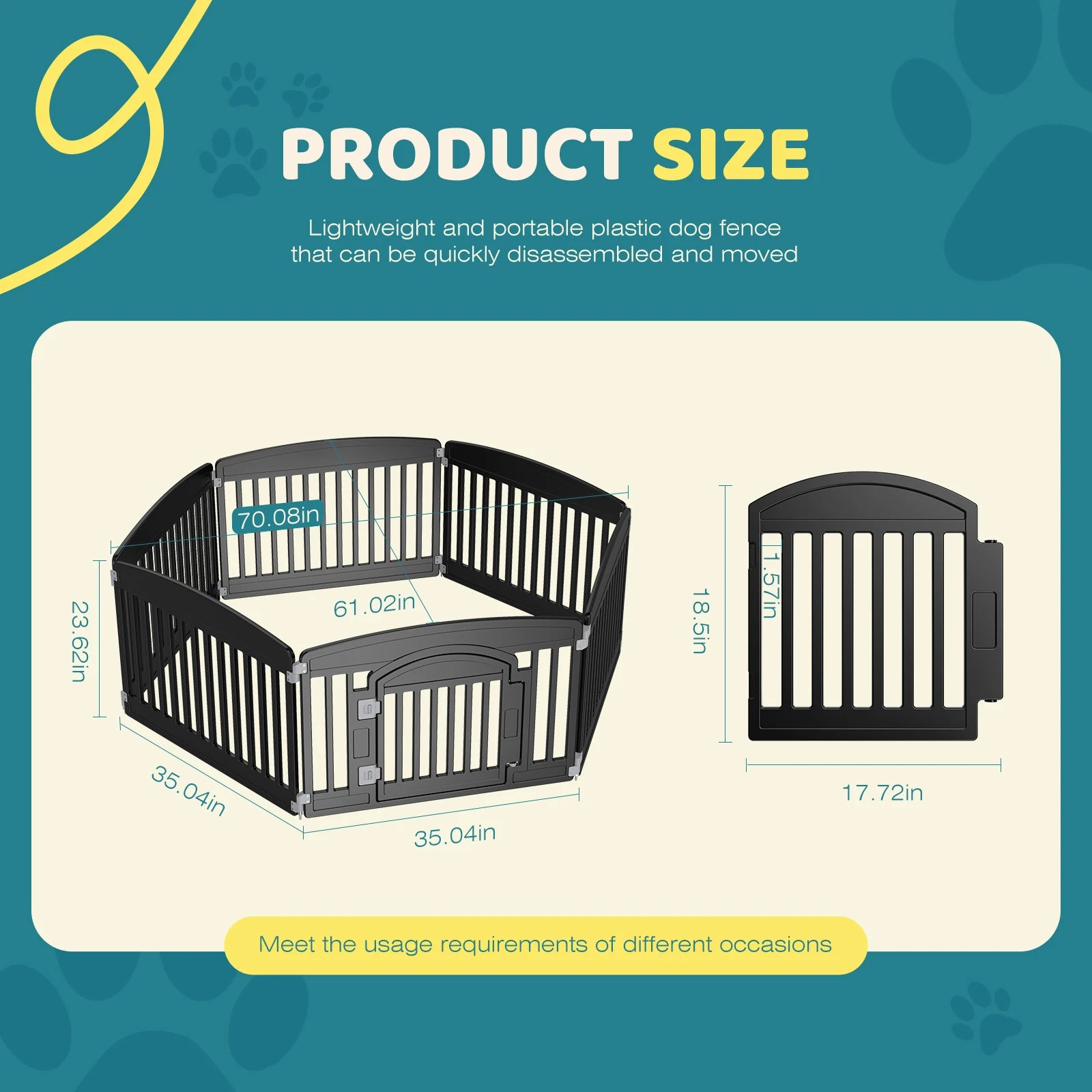 Plastic Dog Playpen 6 Panel 24IN Expandable Durable Pet Fence for Medium Dogs Indoor Outdoor Folding Portable Playpen