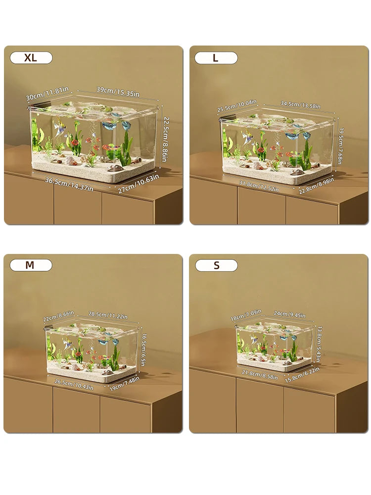 Transparent Aquarium Desktop Fish Tank for Office Home Decor Rectangular