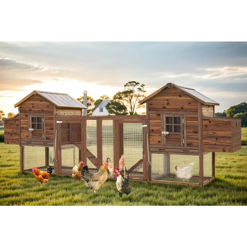 Large Wooden Chicken Coop, 160IN Outdoor Chicken Cages and Run with Nesting Boxes, Pet House Rabbit Hutch