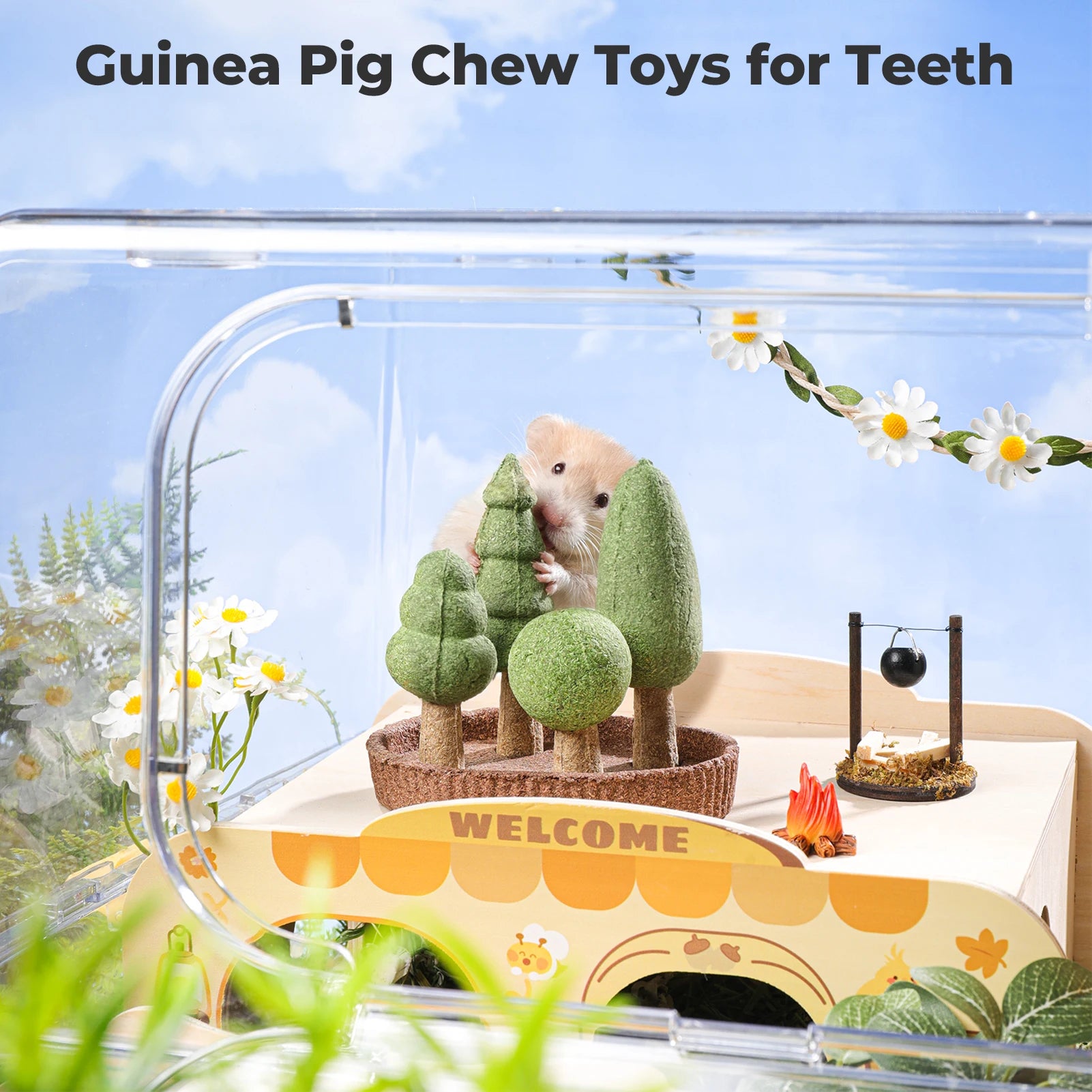 Natural Edible Guinea Pig/Rabbit Treats, Small Pet Dental Health Toys