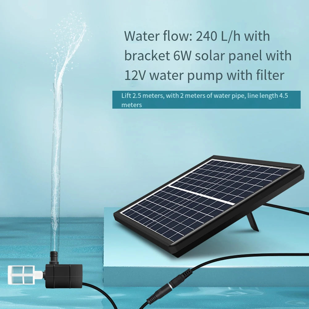 Solar Water Pump 12V Circulating Filtration Oxygen Submersible Pumps For Outdoor Fish Tank Water Reservoir