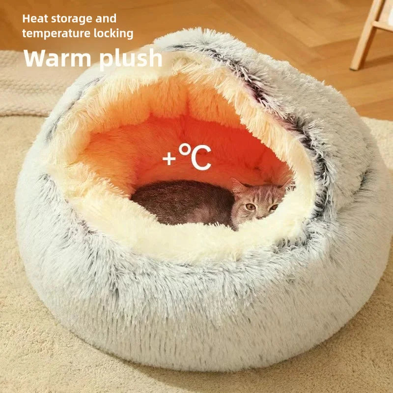 Autumn and Winter soft plush pet bed nest semi-enclosed