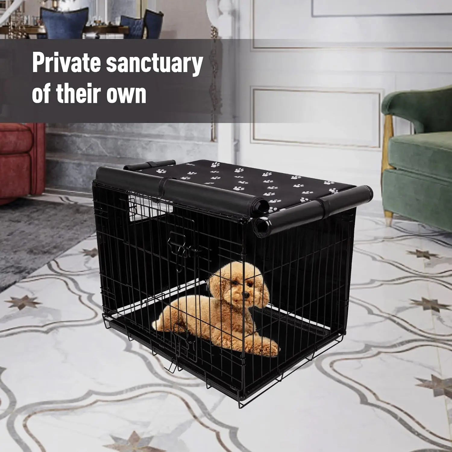 Durable Windproof Dog Crate Cover for 24-48 Inch Wire Kennels, Indoor/Outdoor Use