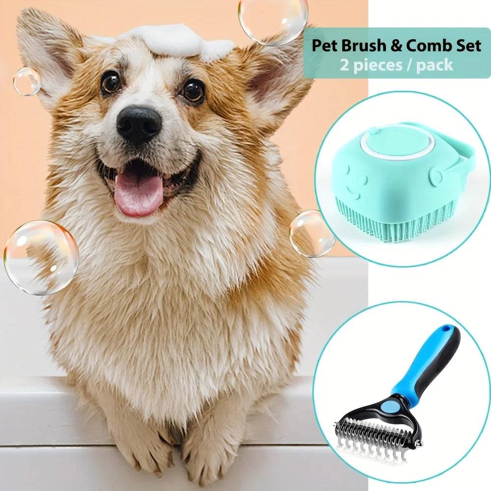 Dual-Sided Grooming Brush, Deshedding & Detangling, Massage Bath Brush