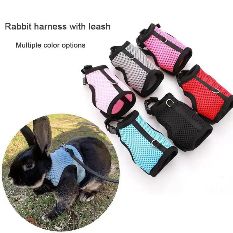 Breathable Stylish Vest Adjustable Soft Harness And Elastic Leash Set For Rabbits