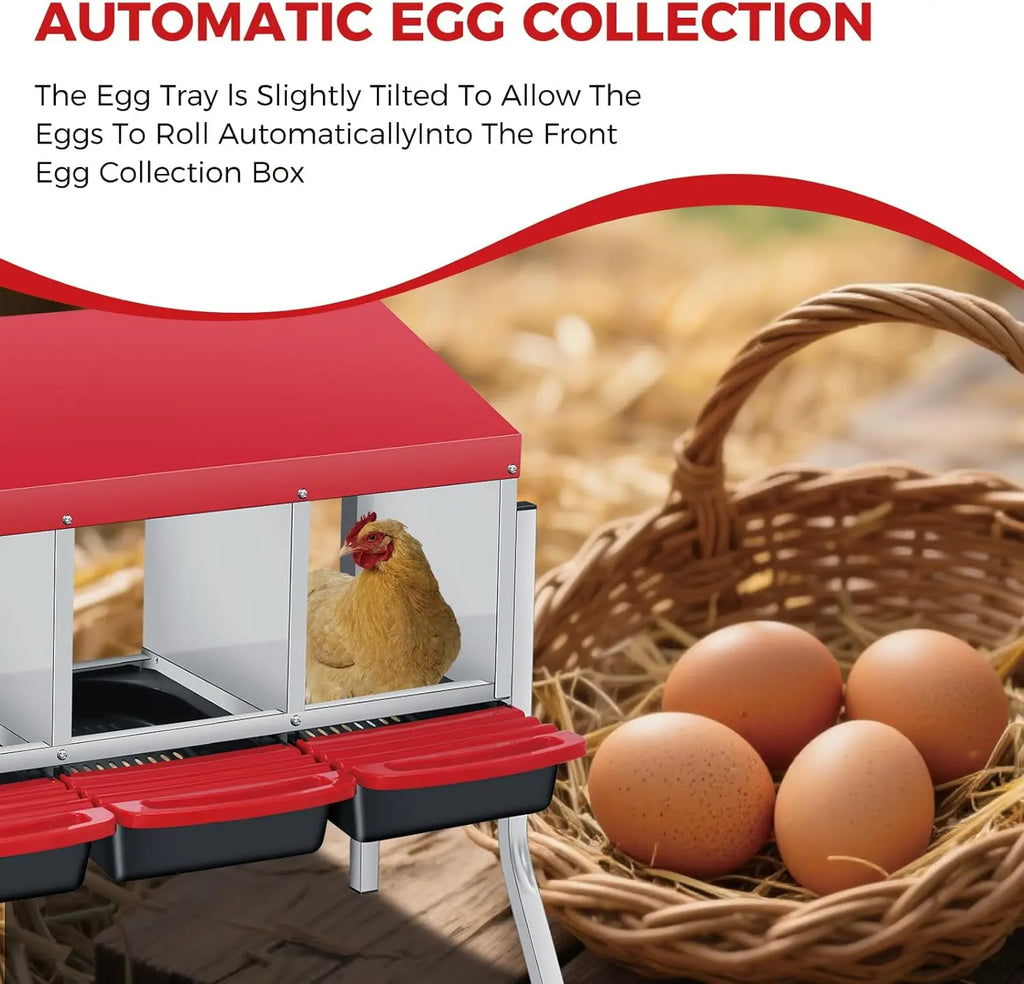 Multi-Compartment Metal Chicken Nesting Box Automatic Roll-Out Egg Collection Waterproof Steel
