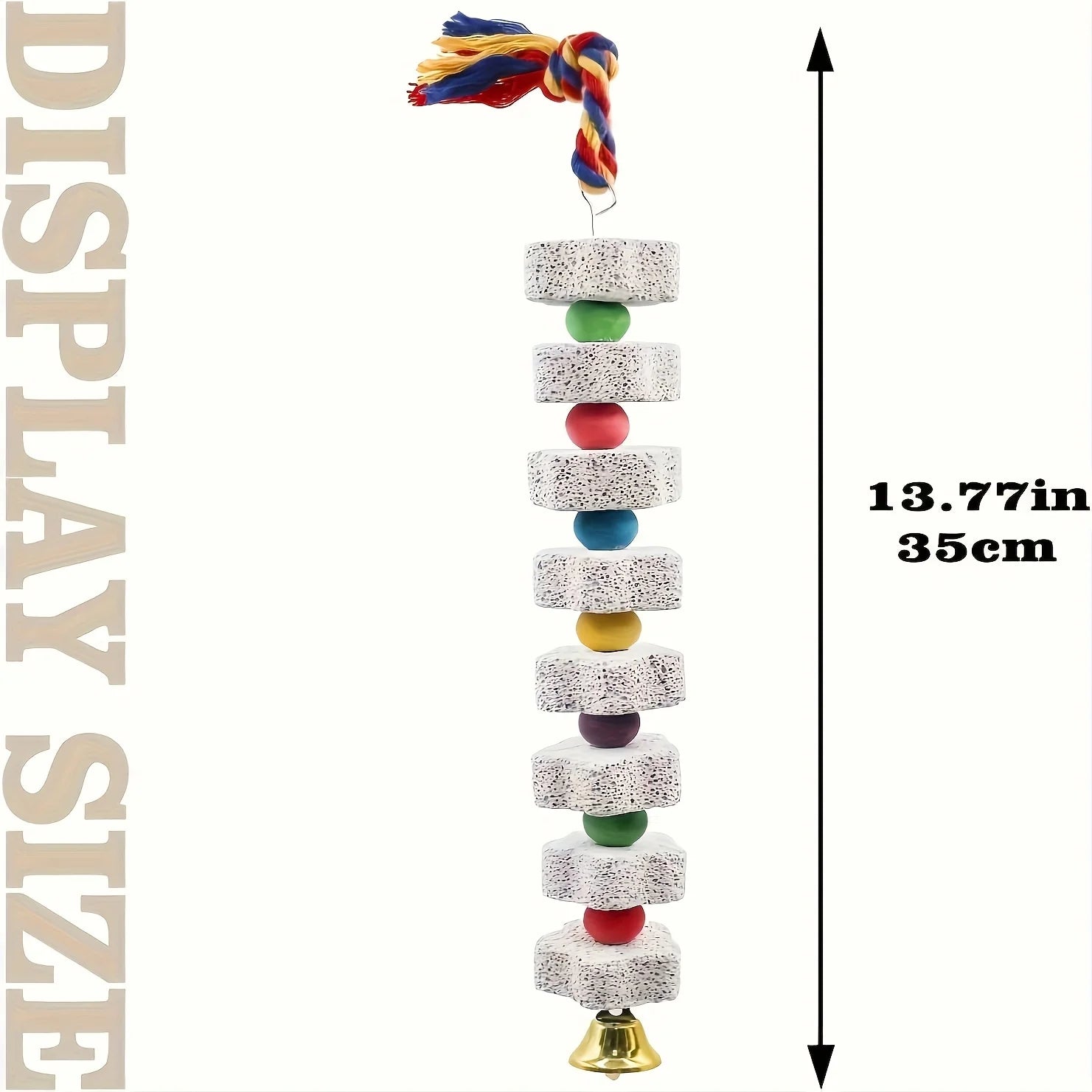 1PC Large Chicken Bite Toy with Colored Calcium Stones and Bells - Chewable Rope and Stone Grinder Toys for Chickens, Parrots