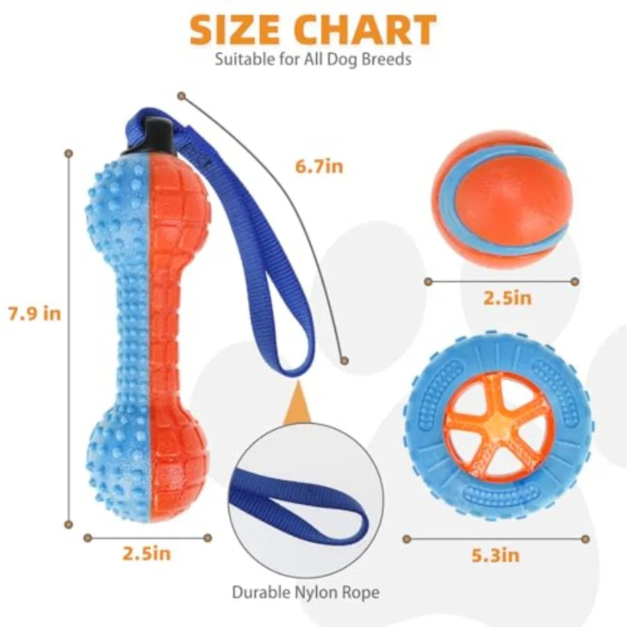 Floating Dog Toys, 3 Pack TPR Water Pool Fetching Toy with Durable Rope for Small Medium Large Dogs, Bright Bumper Interactive