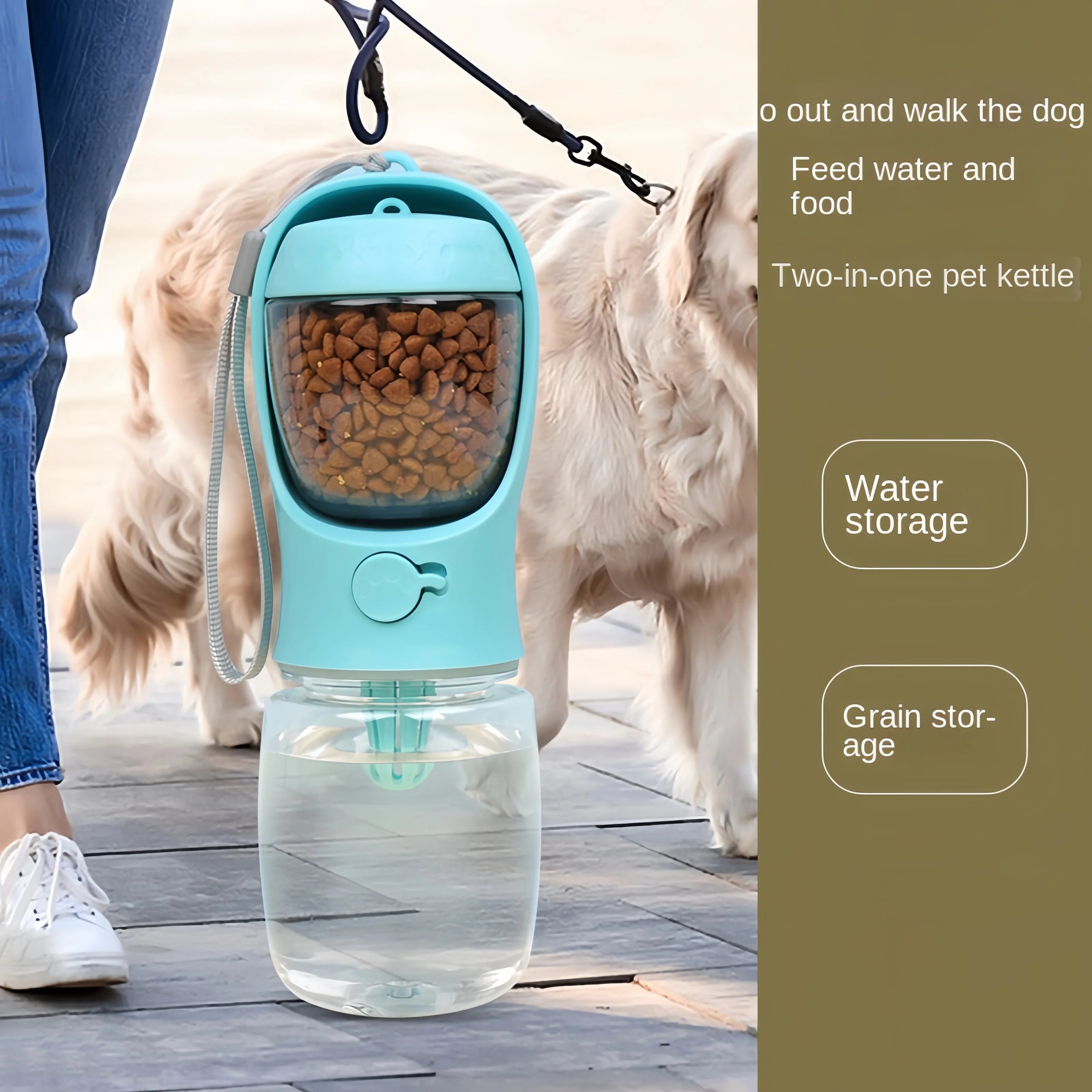 Portable Dog Cat Water Bottle with Storage for Food