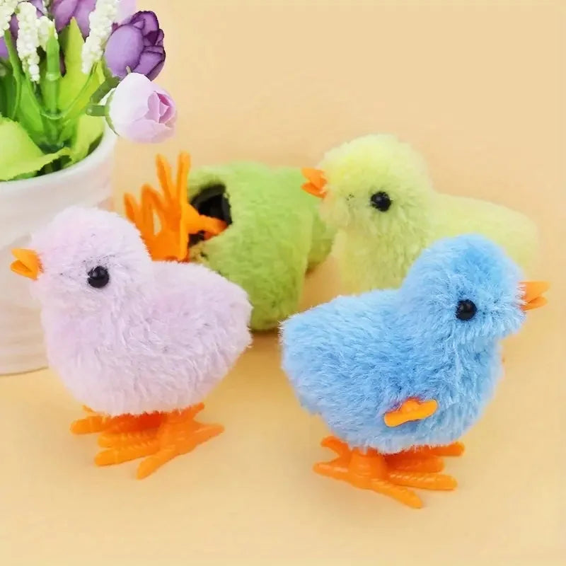 4 Pcs Wind-Up Interactive Chick Toys for Cats Realistic Yellow & Orange Beak Design No Batteries Needed Plastic Toy