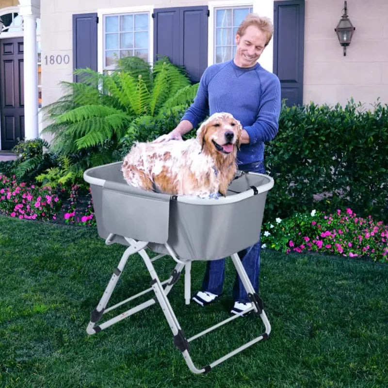 Elevated Bath Tubs for Bath Shower Grooming , Foldable Pet Bathing Station Adjustable, Ideal For Medium To Large Pets