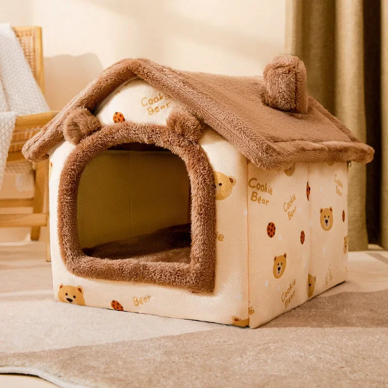 Indoor Warm Soft Comfortable Bed Cave for Small Dog and Cat