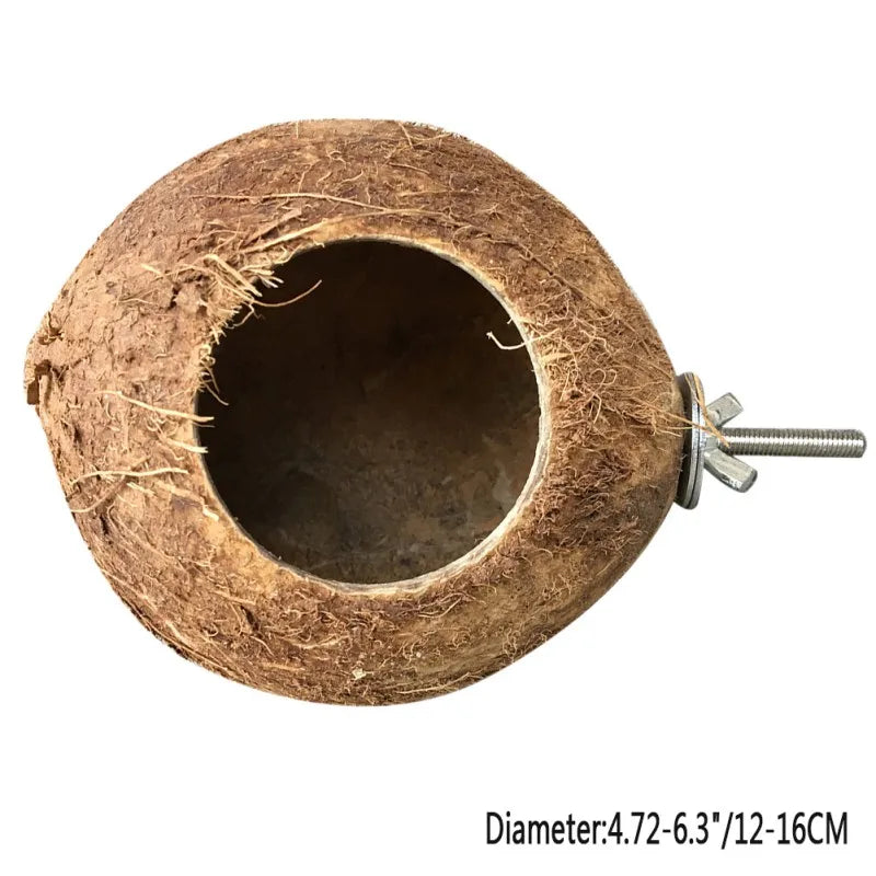Natural Coco Hideaway Birds Reptile Coconut Shell Hanging Toy House